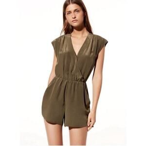 Aritzia Babaton Green Corbett Silk Romper XXS Shorts Jumpsuit